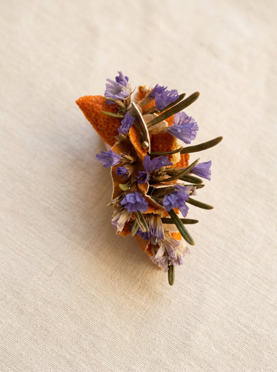 Broche fleurs séchées — création artisanale en fleurs séchées (accessoires), faite main par Les Mains en Fleurs