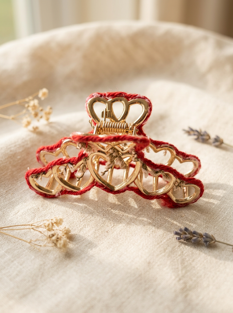 Pince à cheveux ornée — création artisanale en fleurs séchées (accessoires), faite main par Les Mains en Fleurs